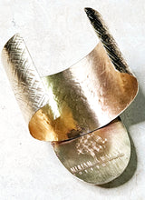 Load image into Gallery viewer, Hand Forged Natural Septaria Pyrite Agate Large Oval Shaped Stone Open Cuff Bracelet Brass Hand Textured Metal