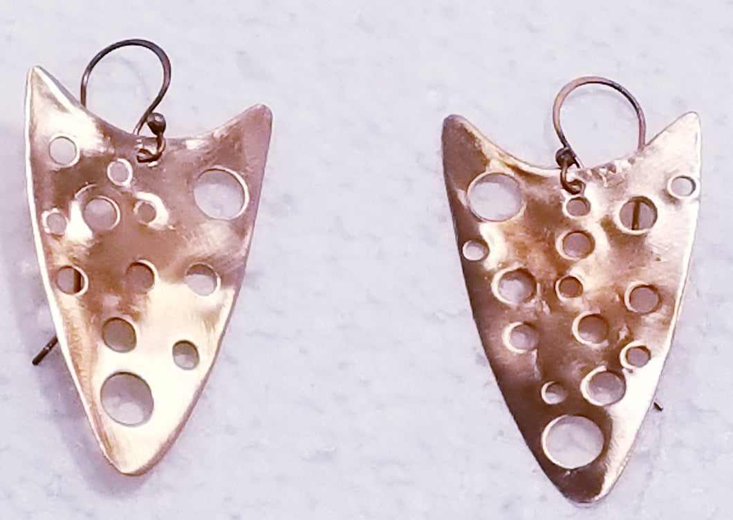 Arrow Form Multi Cut Out & Copper Metal Earrings