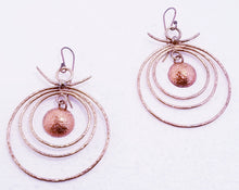 Load image into Gallery viewer, Round Triple Infinity Form Forged &amp; Textured Copper Metal Earrings
