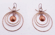 Load image into Gallery viewer, Round Triple Infinity Form Forged &amp; Textured Copper Metal Earrings

