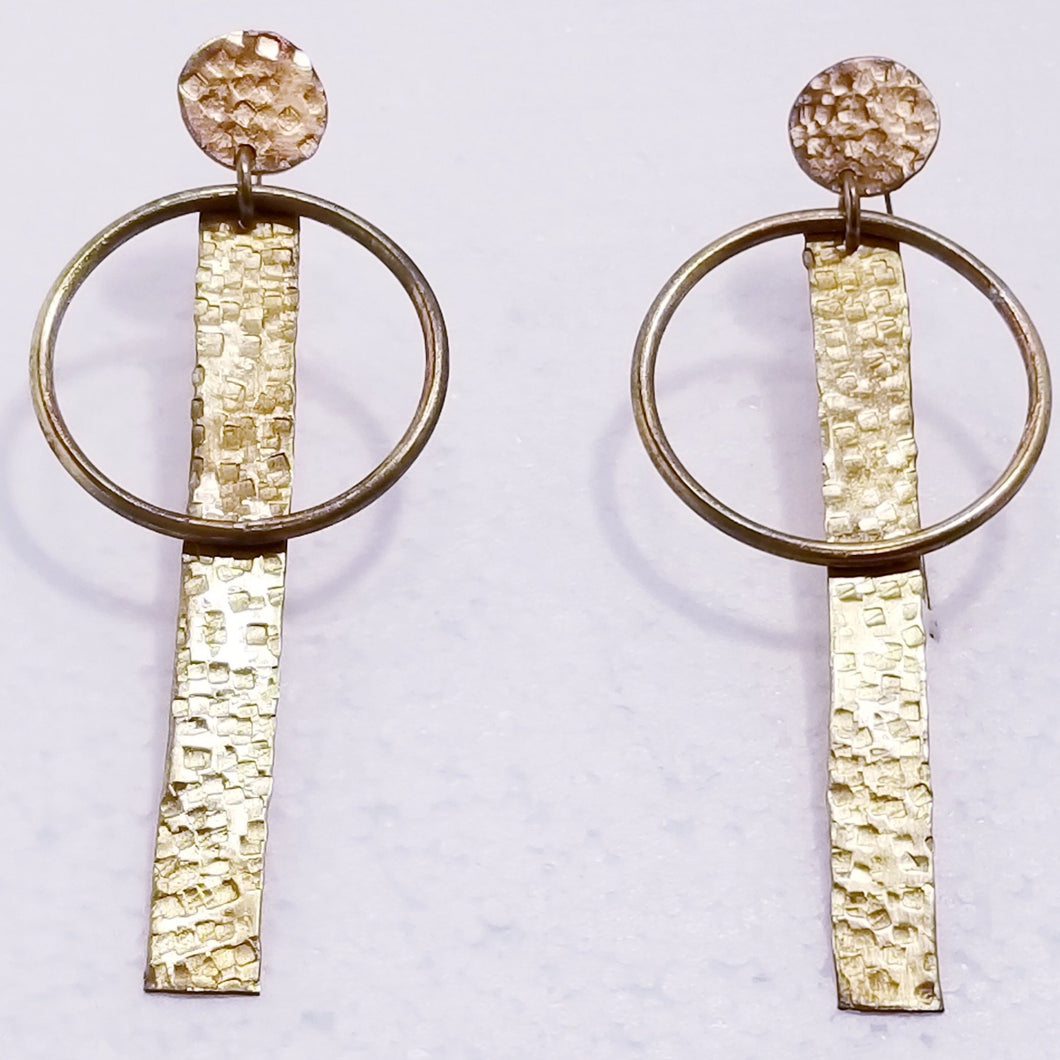 Formed Forged & Textured Brass Metal Earrings