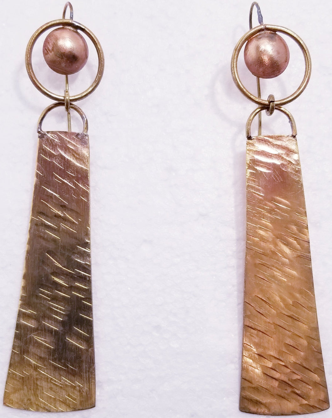 Form Forged & Textured Brass Metal Earrings