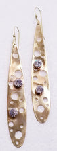 Load image into Gallery viewer, AB Crystal Long Drop &amp; Brass Metal Earrings
