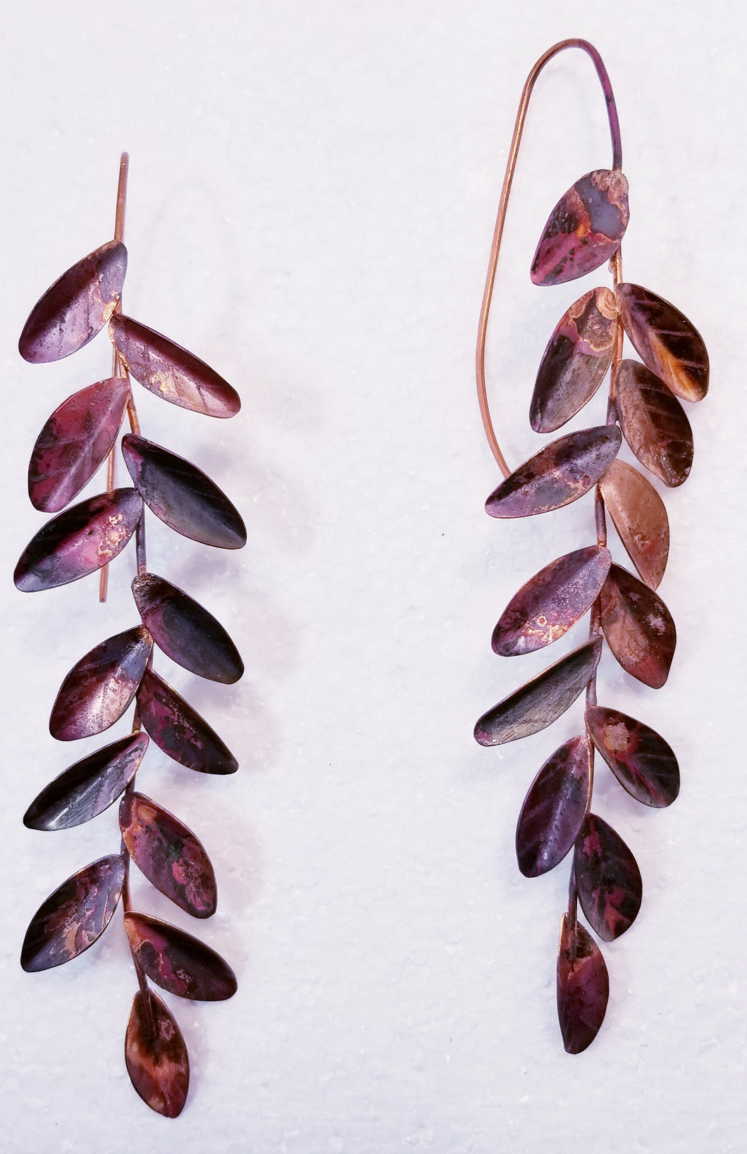 Organic Leaf & Copper Metal Earrings
