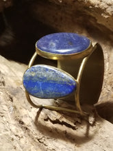 Load image into Gallery viewer, Lapis Lazuli &amp; Sodalite Dual Stone &amp; Brass Metal Cuff Bracelet
