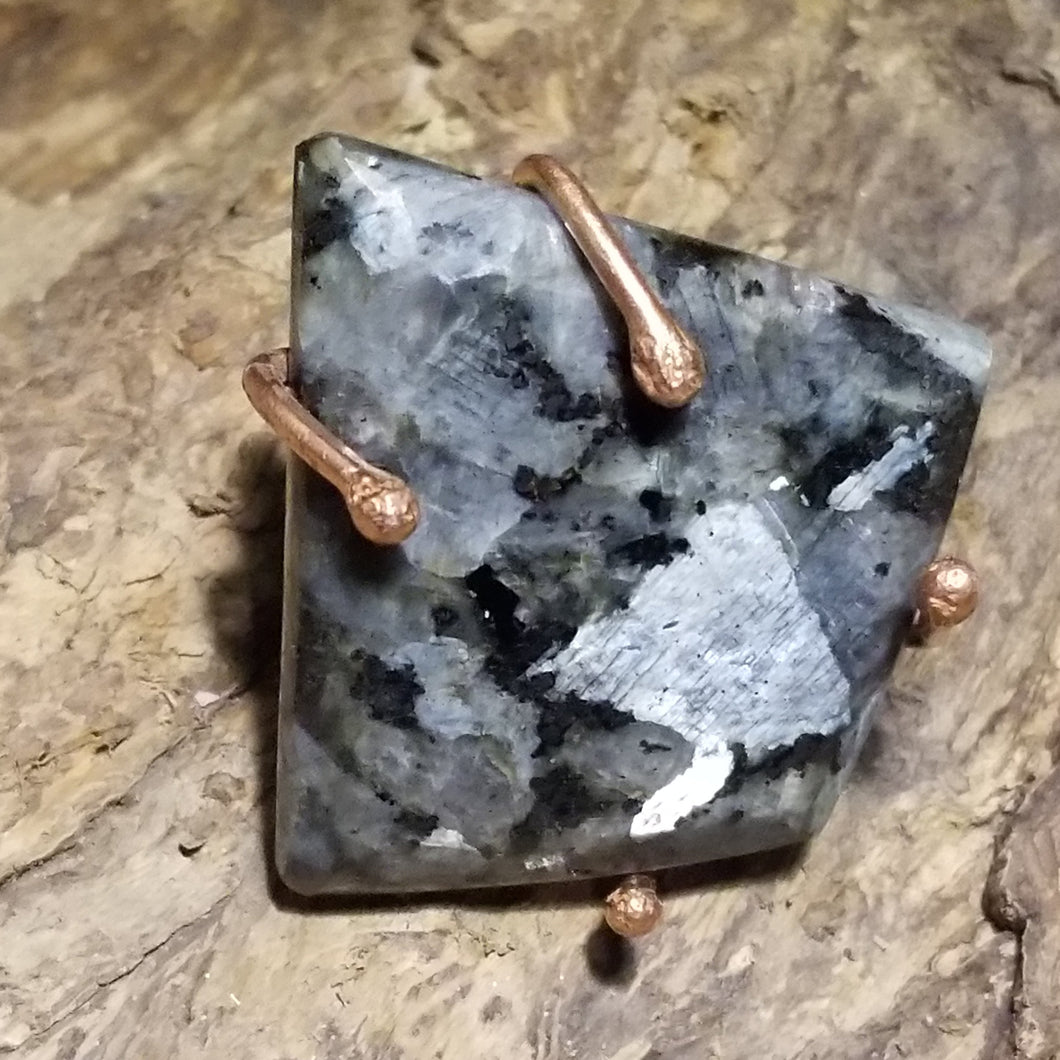 Free Form Granite & Copper Metal Ring Size 8