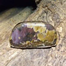 Load image into Gallery viewer, Agate Stone &amp; Brass Metal Ring Size 10
