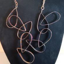 Load image into Gallery viewer, Interlocking Drop Flame Painted Copper Metal Textured Neck Piece