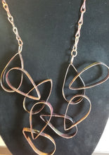 Load image into Gallery viewer, Interlocking Drop Flame Painted Copper Metal Textured Neck Piece