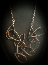 Load image into Gallery viewer, Interlocking Drop Flame Painted Copper Metal Textured Neck Piece