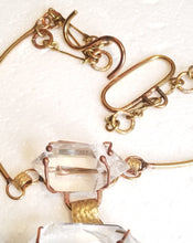 Load image into Gallery viewer, Clear Rock Quartz 3 Tier &amp; Brass Neck Piece

