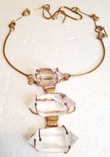 Load image into Gallery viewer, Clear Rock Quartz 3 Tier &amp; Brass Neck Piece
