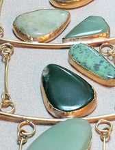 Load image into Gallery viewer, 5 Tier Multi Green Gemstone &amp; Brass Metal Neck Piece
