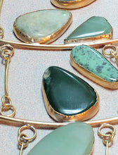 Load image into Gallery viewer, 5 Tier Multi Green Gemstone & Brass Metal Neck Piece