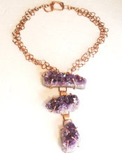 Load image into Gallery viewer, Amethyst Cluster &amp; Copper Metal Neck Piece
