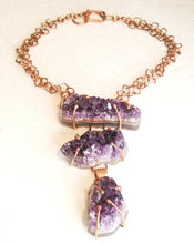 Load image into Gallery viewer, Amethyst Cluster &amp; Copper Metal Neck Piece
