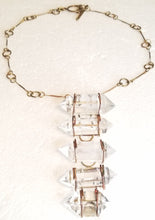 Load image into Gallery viewer, Clear Rock Quartz 5 Tier &amp; Brass Metal Neck Piece
