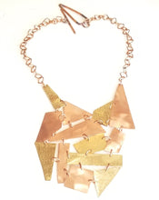 Load image into Gallery viewer, Brass &amp; Copper Metal Hand Forged Puzzle Neck Piece
