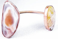 Load image into Gallery viewer, Dual Agate Stone &amp; Copper Metal Open Bangle
