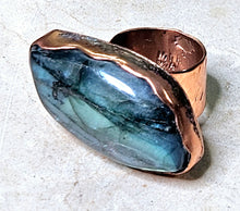 Load image into Gallery viewer, Labradorite Abstract Gemstone Ring Copper Metal Hardware Size 8.5
