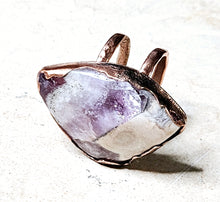 Load image into Gallery viewer, Natural Amethyst Abstract Shape Ring Copper Metal Size 8.75
