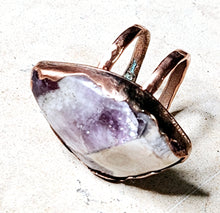 Load image into Gallery viewer, Natural Amethyst Abstract Shape Ring Copper Metal Size 8.75
