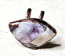 Load image into Gallery viewer, Natural Amethyst Abstract Shape Ring Copper Metal Size 8.75
