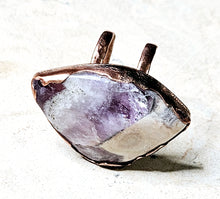 Load image into Gallery viewer, Natural Amethyst Abstract Shape Ring Copper Metal Size 8.75
