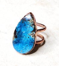 Load image into Gallery viewer, Natural Azurite Stone Ring Copper Metal Size 10
