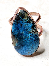 Load image into Gallery viewer, Natural Azurite Stone Ring Copper Metal Size 10
