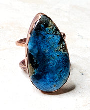 Load image into Gallery viewer, Natural Azurite Stone Ring Copper Metal Size 10
