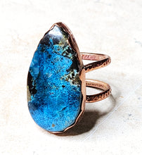 Load image into Gallery viewer, Natural Azurite Stone Ring Copper Metal Size 10
