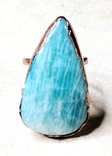 Load image into Gallery viewer, Natural Amazonite Tear Drop Shaped Ring Size 11
