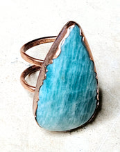 Load image into Gallery viewer, Natural Amazonite Tear Drop Shaped Ring Size 11
