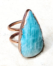 Load image into Gallery viewer, Natural Amazonite Tear Drop Shaped Ring Size 11
