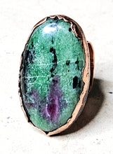 Load image into Gallery viewer, Ruby Zoisite Shaped Stone Copper Metal Hardware
