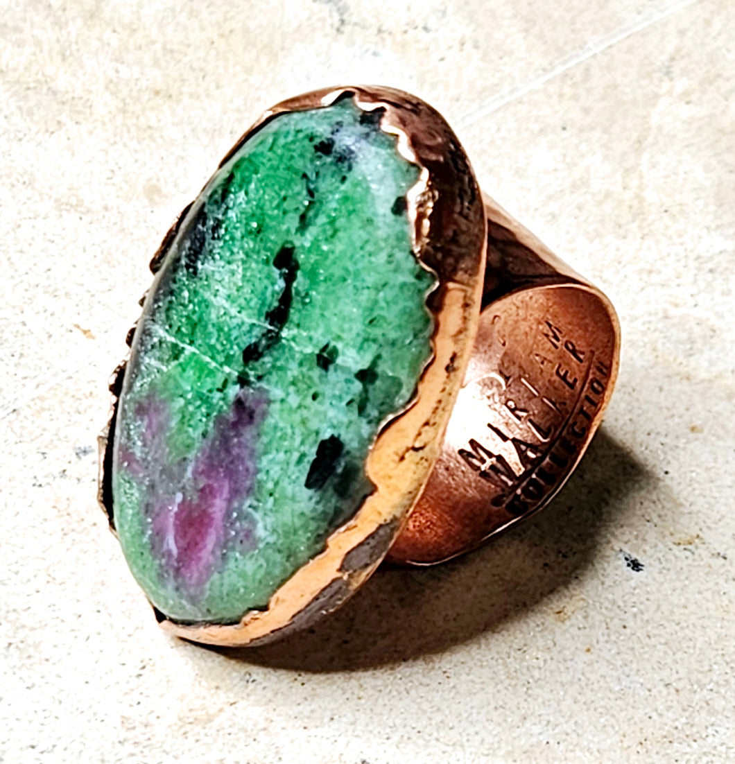 Ruby Zoisite Shaped Stone Copper Metal Hardware