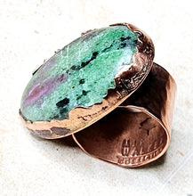 Load image into Gallery viewer, Ruby Zoisite Shaped Stone Copper Metal Hardware
