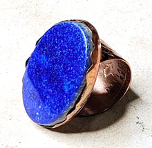 Load image into Gallery viewer, Handcrafted Lapis Lazuli Ring Copper Hardware Size 9.5
