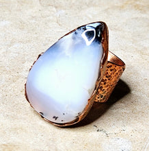 Load image into Gallery viewer, Dendritic Opal Tear Drop Shaped Cabochon Copper Ring
