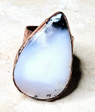 Load image into Gallery viewer, Dendritic Opal Tear Drop Shaped Cabochon Copper Ring
