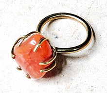 Load image into Gallery viewer, Carnelian Organic Shaped Stone Brass Hardware Ring Size 9
