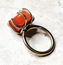 Load image into Gallery viewer, Carnelian Organic Shaped Stone Brass Hardware Ring Size 9
