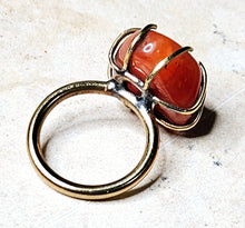 Load image into Gallery viewer, Carnelian Organic Shaped Stone Brass Hardware Ring Size 9
