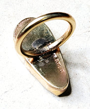 Load image into Gallery viewer, Natural Gray Tear Drop Shaped Agate Ring Brass Metal Size 7
