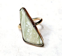 Load image into Gallery viewer, Green Jasper Triangle Shaped Ring Brass Metal Size 8.5
