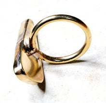 Load image into Gallery viewer, Green Jasper Triangle Shaped Ring Brass Metal Size 8.5
