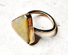 Load image into Gallery viewer, Mookaite Jasper Triangle Shaped Ring Brass Metal Size 7.125
