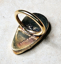 Load image into Gallery viewer, Natural Gray Tear Drop Shaped Agate Ring Brass Metal Size 8.125
