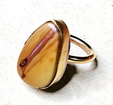 Load image into Gallery viewer, Mookaite Jasper Tear Drop Shaped Ring Brass Metal Size 7
